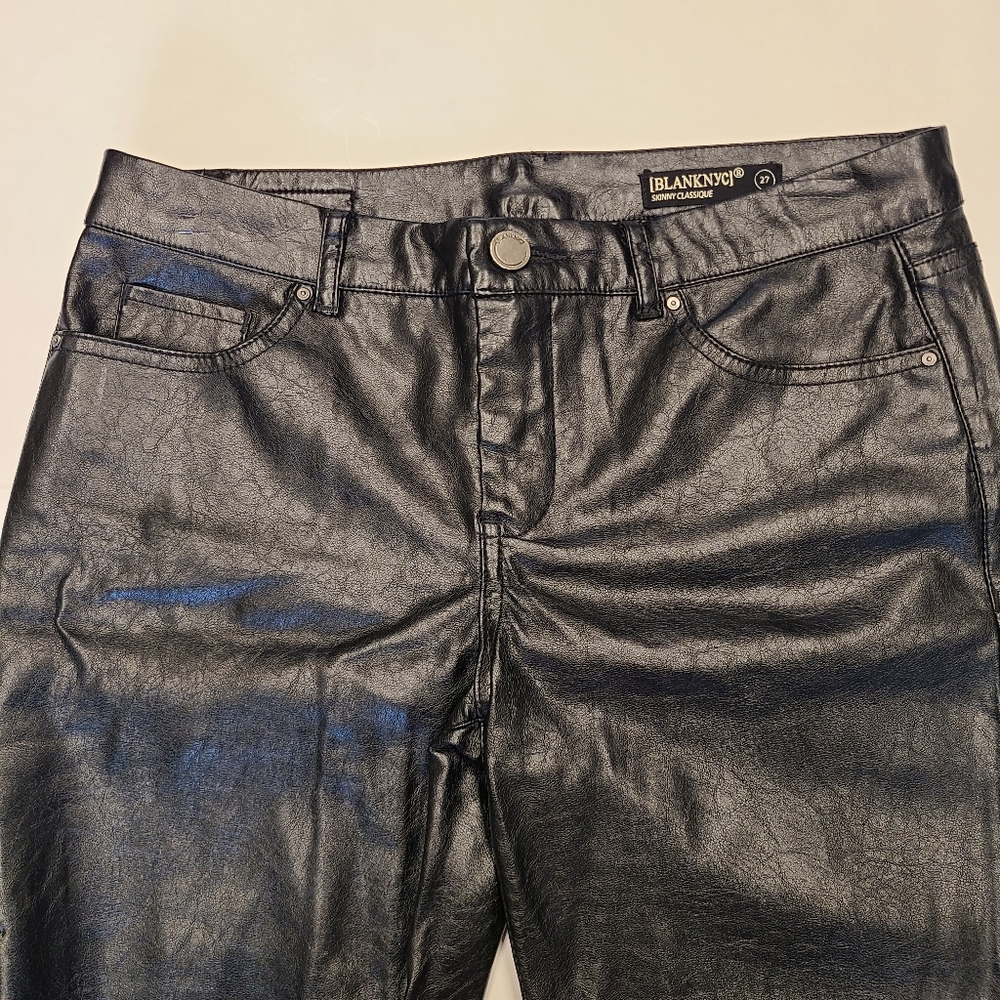 Blank NYC Black Faux Leather Vegan Leather Skinny Classique Pants 27 NWOT - Picture 5 of 12